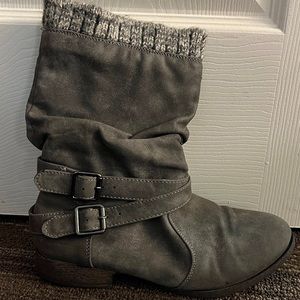 Cute gray boots! Style with a sweater dress&leggings or with jeans!